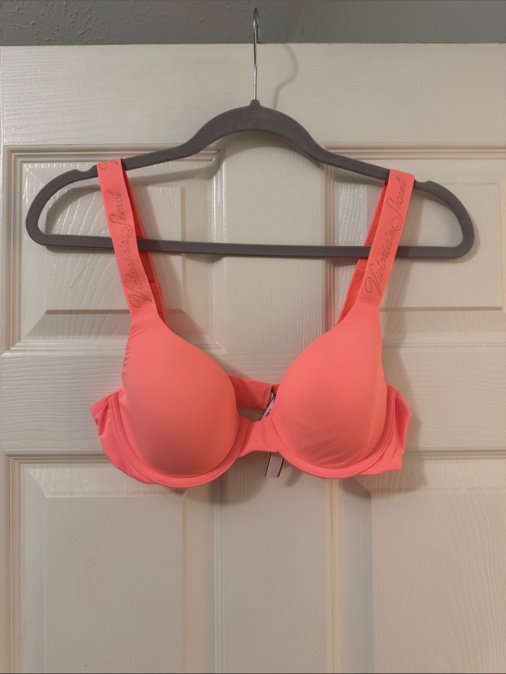 Victoria's Secret Coral Bra with Branded Straps